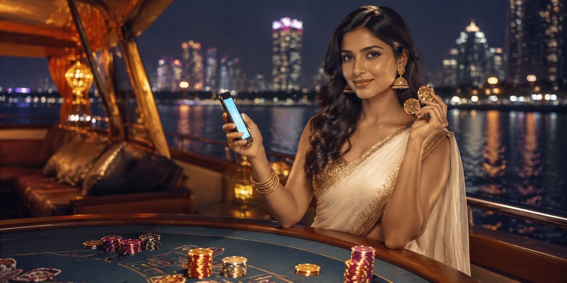 Kerala traditional attire with baccarat chips on table